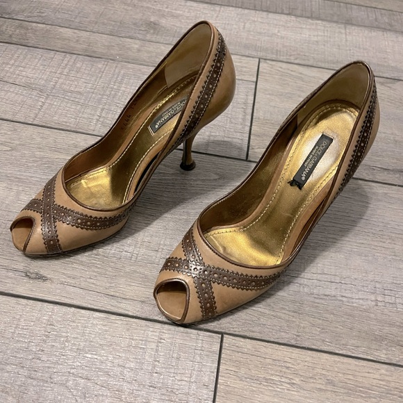 Dolce & Gabbana Brown Peep-Toe Heels size 36 - Picture 1 of 9